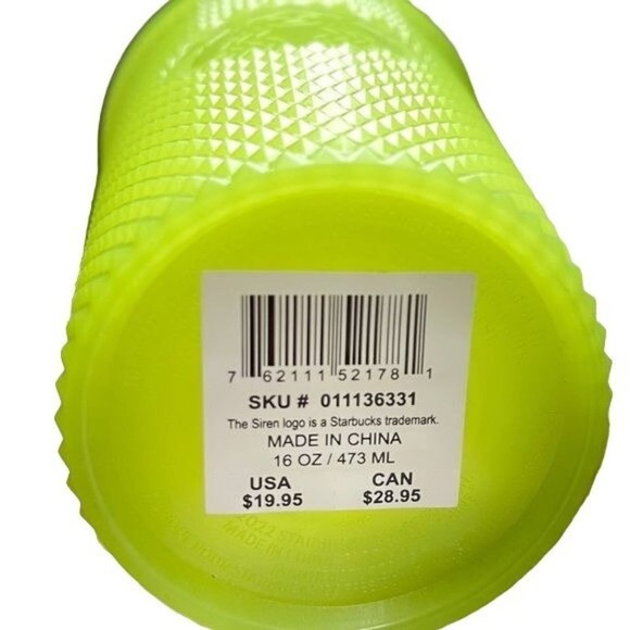 Starbucks Glow in Dark Lemongrass Studded Tumbler 16 oz Cup Straw 2022 New Gift - Picture 7 of 9